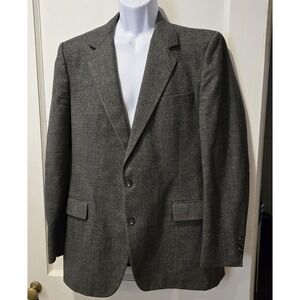 VTG Faberge Men's Single Breasted Gray 100% Pure Wool Tweed Sport Coat 42R